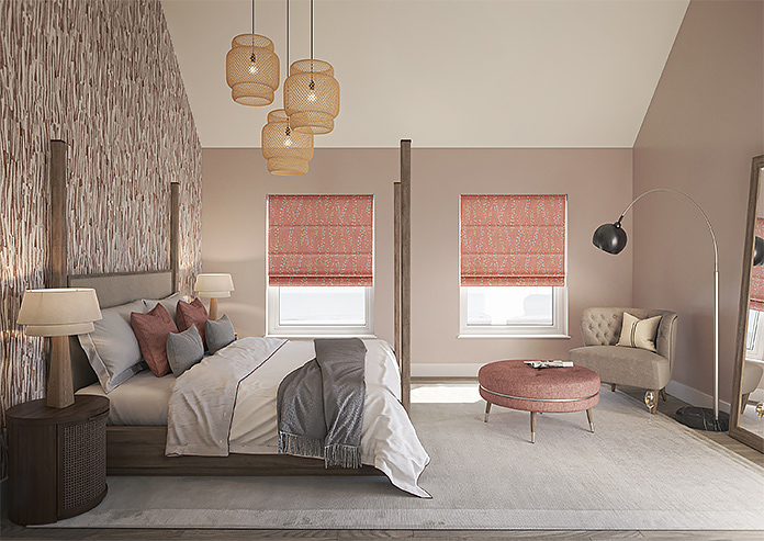 Willow Field, French Coral - Roman Blind - Image 8